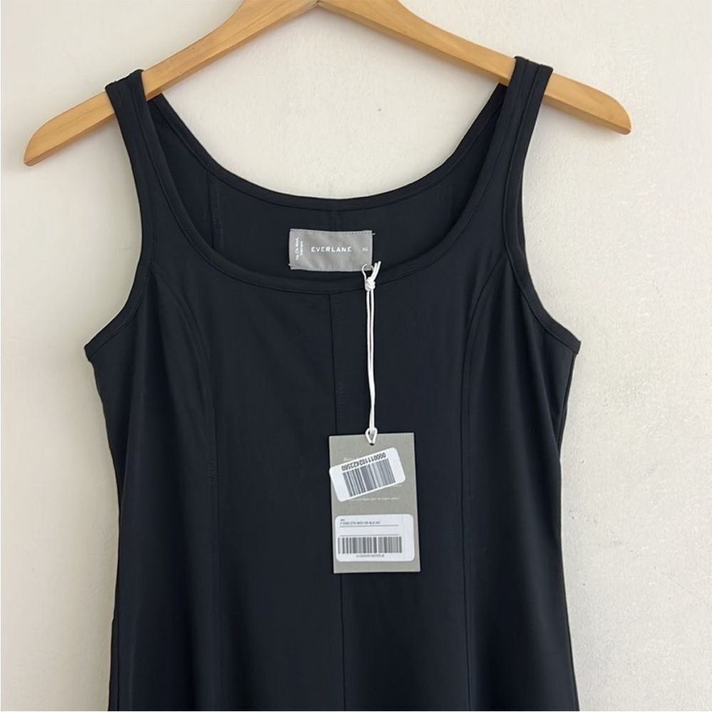 NWT Everlane The Luxe Cotton Seamed Tank Midi Dress in Black Size XS - Picture 6 of 10